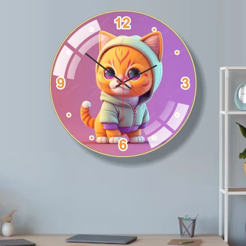 Đồng hồ treo tường tráng gương hình thú dễ thương kim trôi mẫu 939