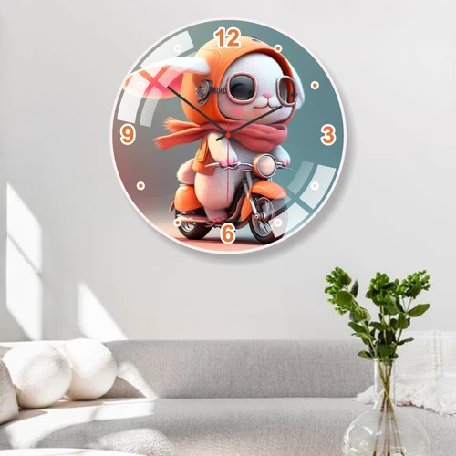 Đồng hồ treo tường tráng gương hình thú dễ thương kim trôi mẫu 936