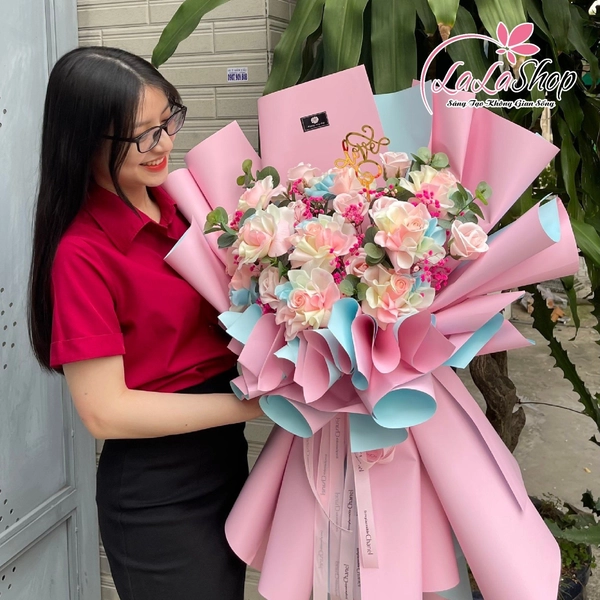 Bó Hoa Sáp Cầu Vòng Dạ Quang Sắc Màu Mẫu 2