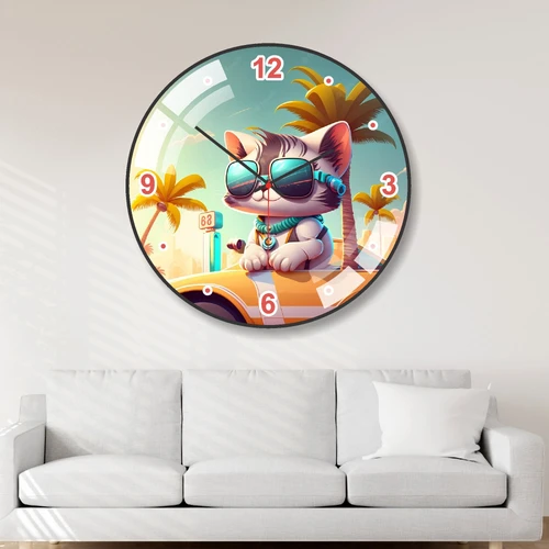 Đồng hồ treo tường tráng gương hình thú dễ thương kim trôi mẫu 942