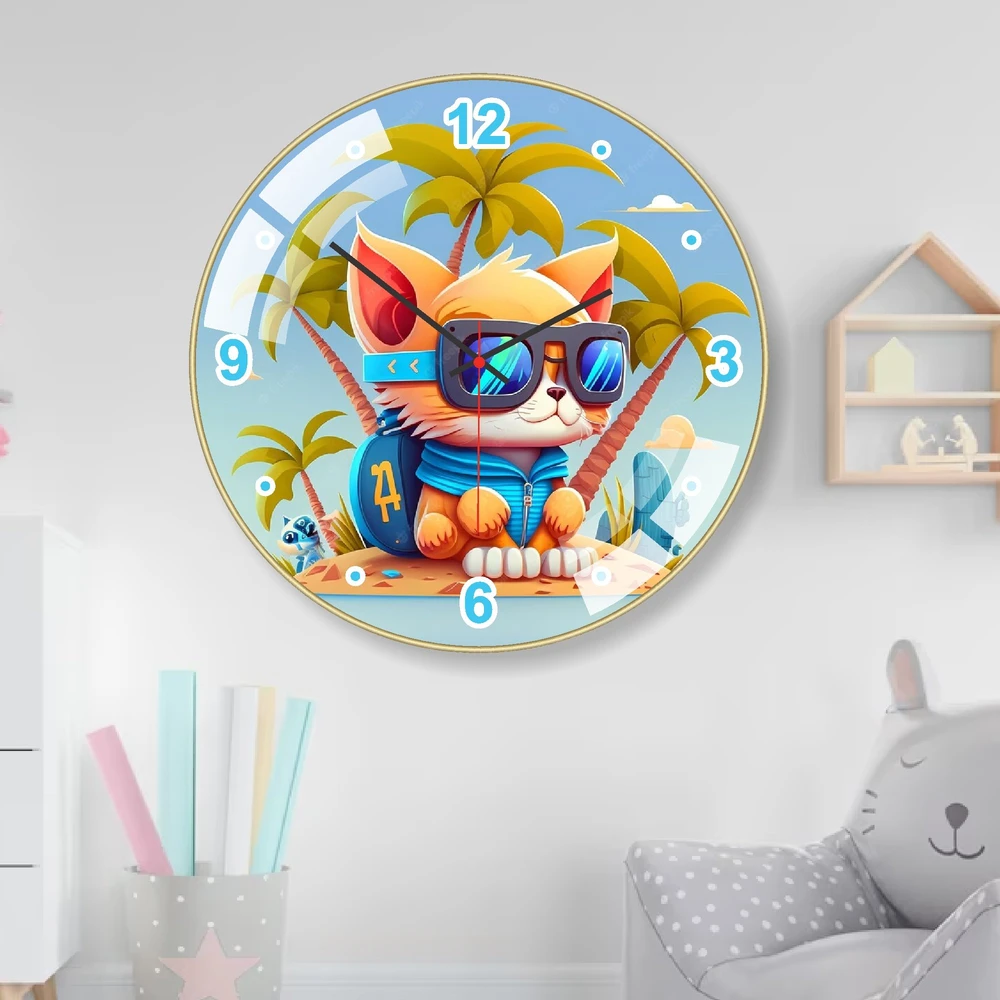 Đồng Hồ Treo Tường Tráng Gương Hình Thú Dễ Thương Kim Trôi Mẫu 944