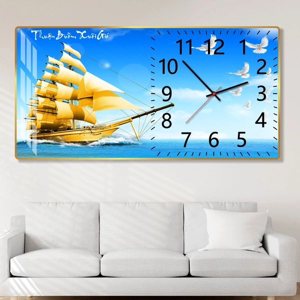 Tranh đồng hồ treo tường Thuận Buồm Xuôi Gió Và Những Chú Hải Âu Trắng