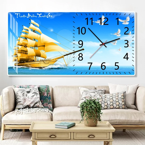 Tranh đồng hồ treo tường Thuận Buồm Xuôi Gió Và Những Chú Hải Âu Trắng