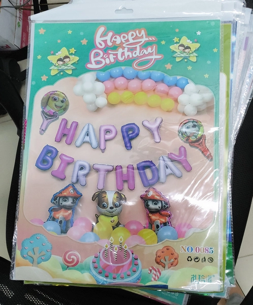 Set bong bóng trang trí sinh nhật happy birthday cún con 60