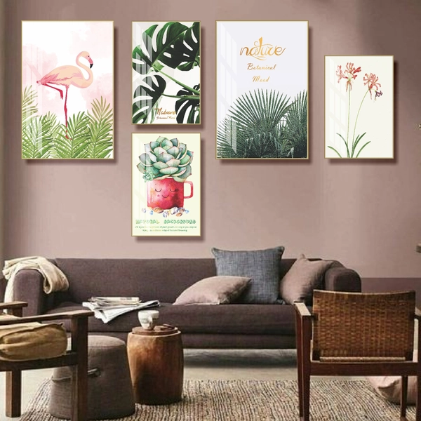 Bộ tranh treo tường phòng khách nghệ thuật 5 tấm