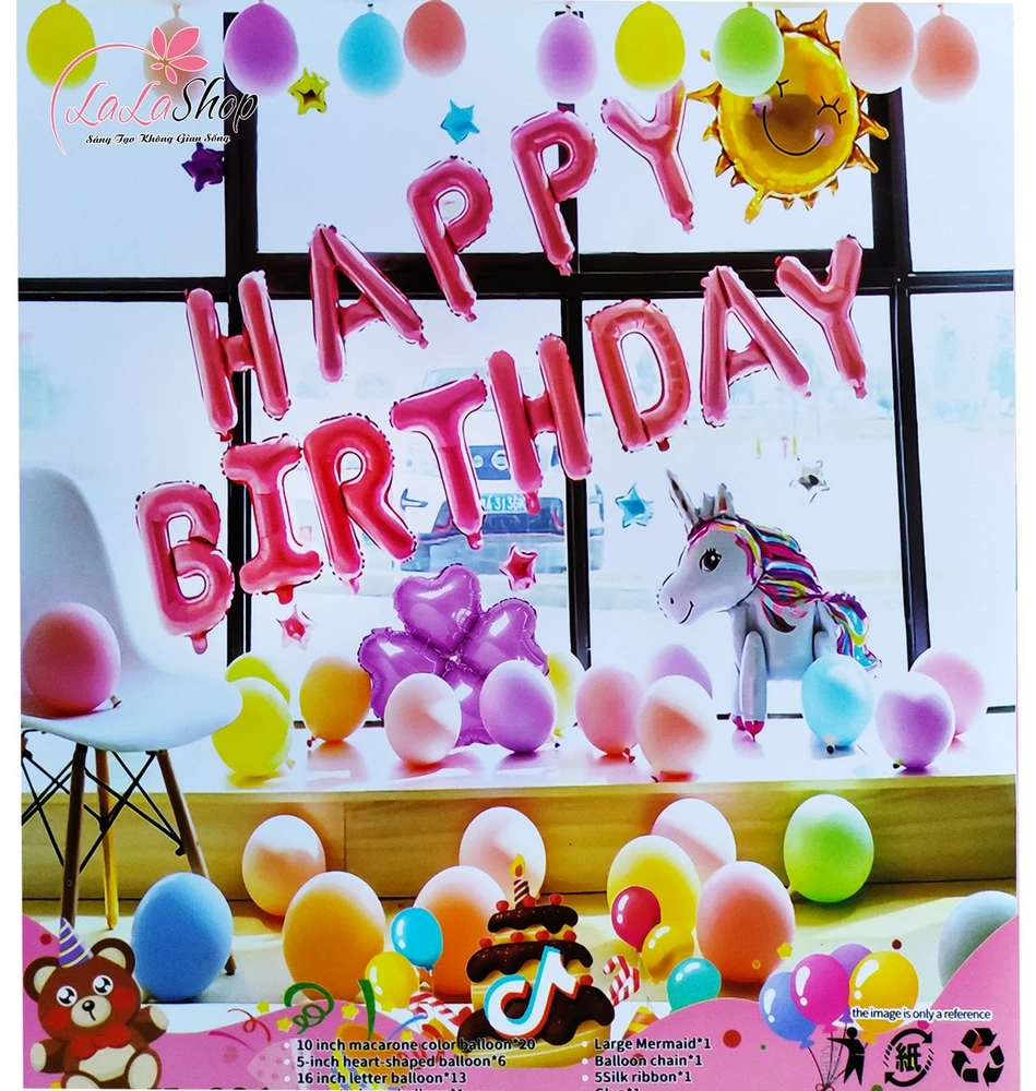 Set bong bóng trang trí sinh nhật happy birthday 54