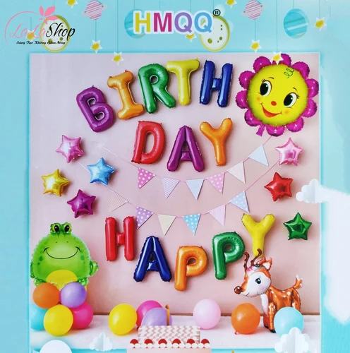 Set bong bóng trang trí sinh nhật happy birthday 55