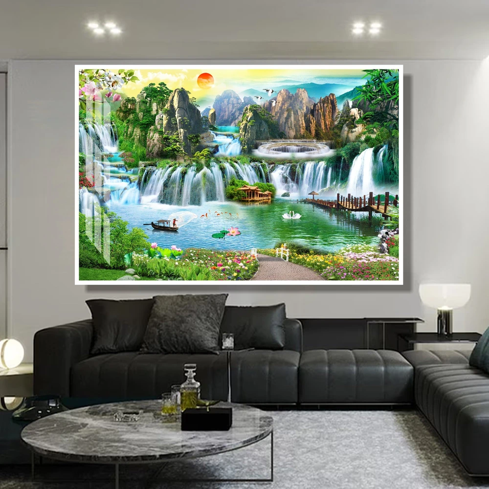 Tranh treo tường phòng khách phong cảnh đồng quê sơn nước 85