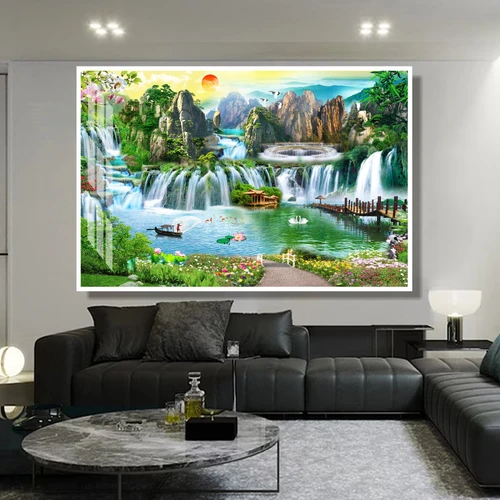 Tranh treo tường phòng khách phong cảnh đồng quê sơn nước 85