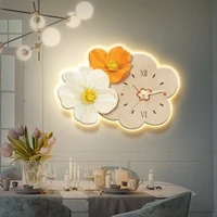 Tranh Đồng Hồ Đèn Led Tráng Gương Pha Lê Hoa Nghệ Thuật 11