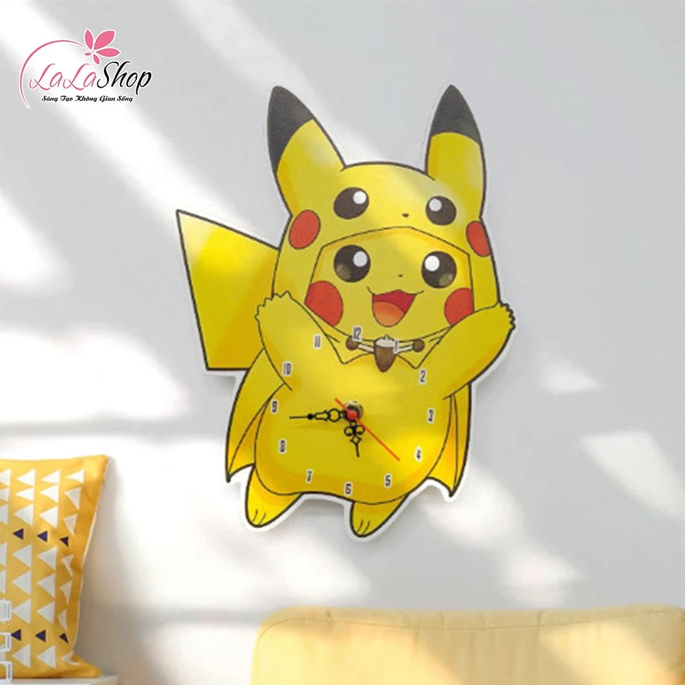 Đồng Hồ Gỗ Hình Pikachu