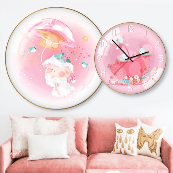 Tranh Đồng Hồ Treo Tường UV Pha Lê Bóng Con Cừu Dễ Thương