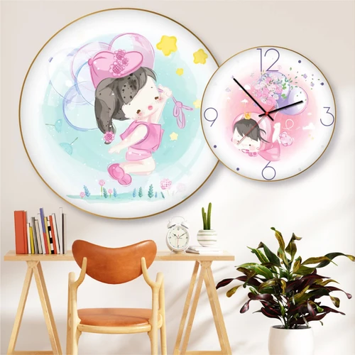Tranh Đồng Hồ Treo Tường UV Pha Lê Bóng Em Bé Dể Thương