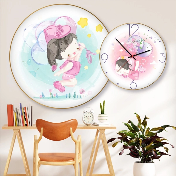 Tranh Đồng Hồ Treo Tường UV Pha Lê Bóng Em Bé Đáng Yêu