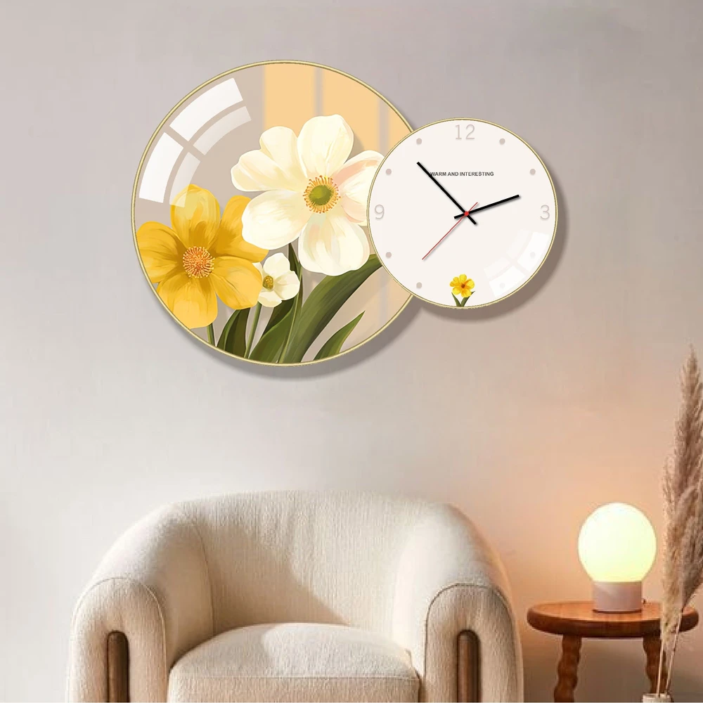 Tranh Đồng Hồ Treo Tường UV Pha Lê Bóng Cành Hoa Nghệ Thuật 2