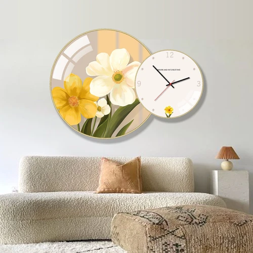 Tranh Đồng Hồ Treo Tường UV Pha Lê Bóng Cành Hoa Nghệ Thuật 2