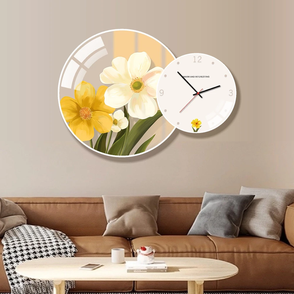 Tranh Đồng Hồ Treo Tường UV Pha Lê Bóng Cành Hoa Nghệ Thuật 2