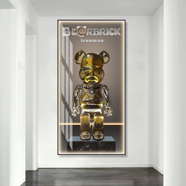 Tranh treo tường gấu bearbrick ironman