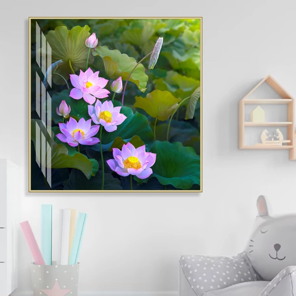 Tranh Treo Tường Hoa Sen Hồng Nghệ Thuật nhẹ nhàng, duyên dáng