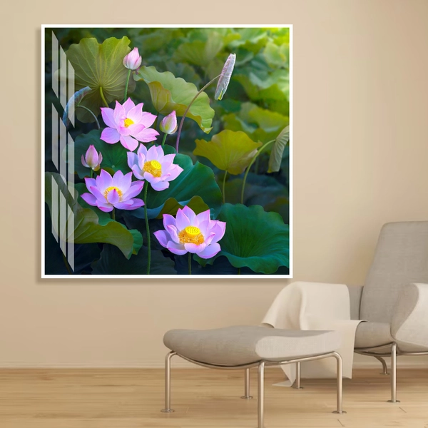 Tranh Treo Tường Hoa Sen Hồng Nghệ Thuật nhẹ nhàng, duyên dáng
