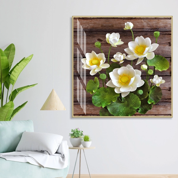 Tranh treo tường hoa sen trắng nghệ thuật