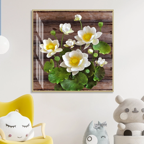 Tranh treo tường hoa sen trắng nghệ thuật