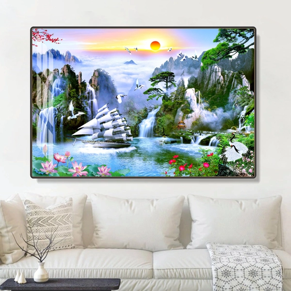 Tranh treo tường thuận buồm xuôi gió sơn thủy hữu tình