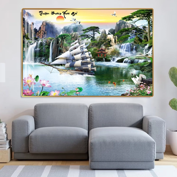 Tranh treo tường thuận buồm xuôi gió sơn thủy hữu tình