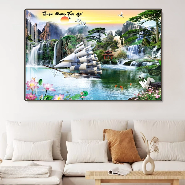 Tranh treo tường thuận buồm xuôi gió sơn thủy hữu tình