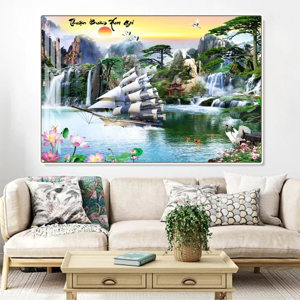 Tranh treo tường thuận buồm xuôi gió sơn thủy hữu tình