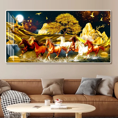 Tranh treo tường phòng khách phong thủy tài lộc mã đáo thành công