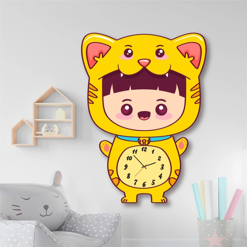 Đồng Hồ Gỗ Treo Tường Hình Chú Bé Hổ