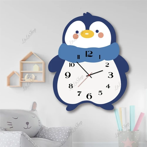 Đồng Hồ Gỗ Treo Tường Hình Chim Cánh Cụt