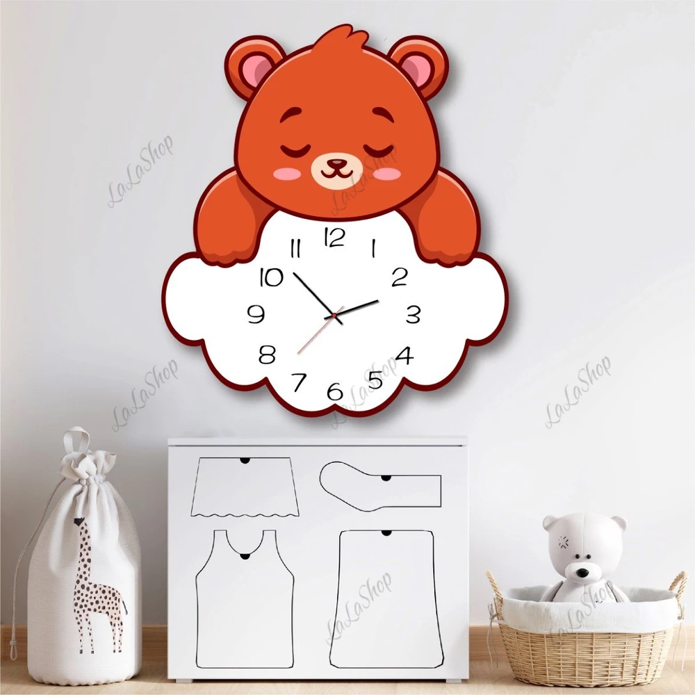 Đồng Hồ Gỗ Treo Tường Hình Gấu Nâu 2