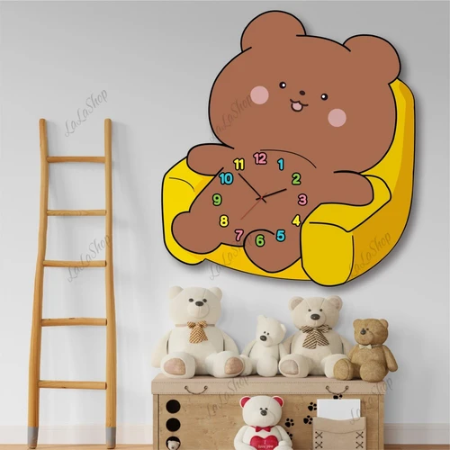 Đồng Hồ Gỗ Treo Tường Hình Gấu Nâu