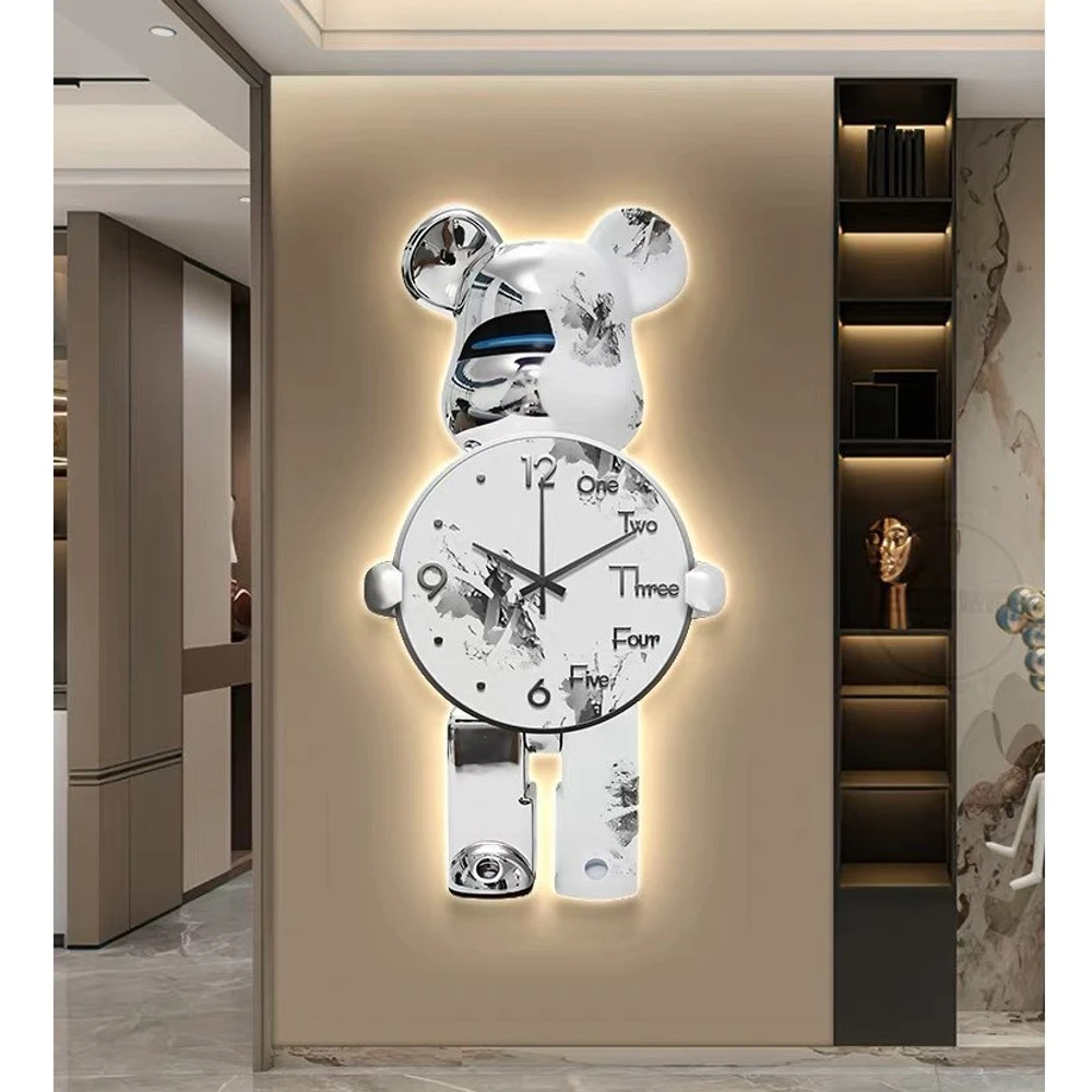 Tranh Đồng Hồ Treo Tường Gấu Bearbrick Tráng Gương UV 03