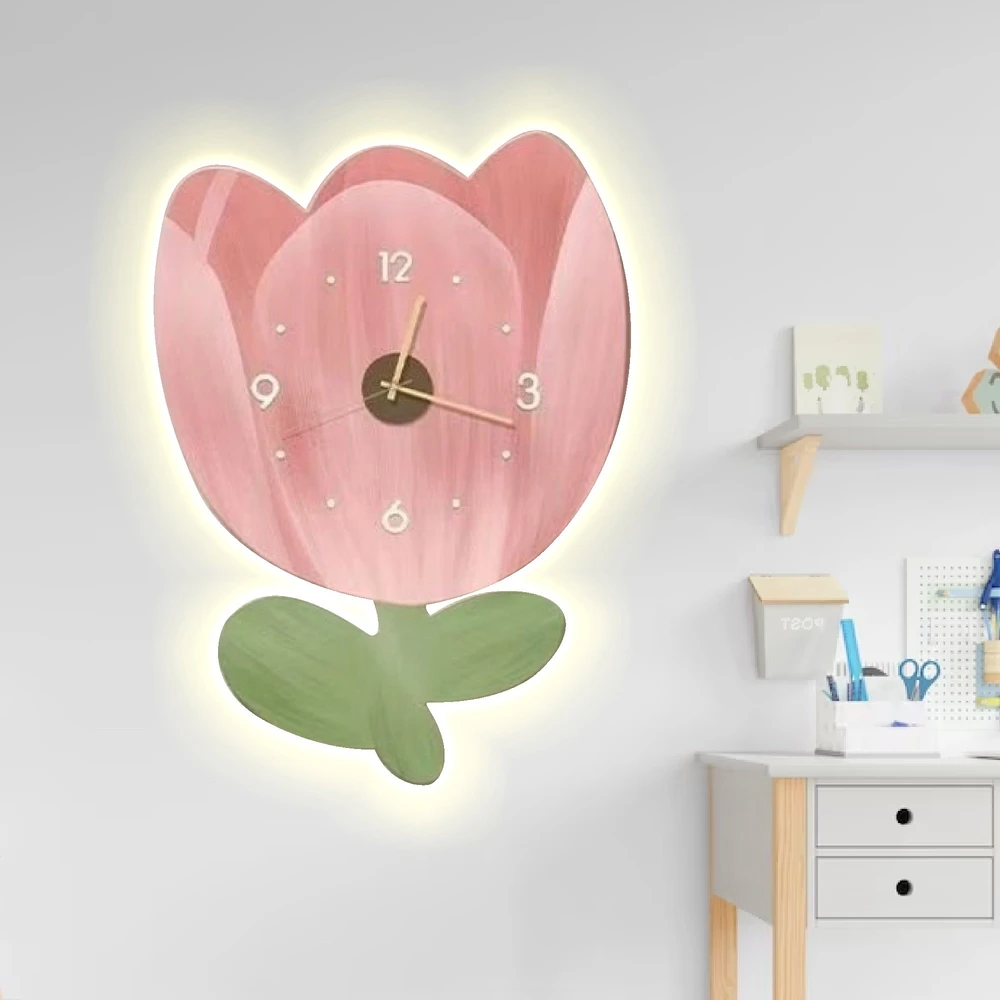 Tranh Đồng Hồ Đèn Led Tráng Gương Pha Lê Hoa Tu Lip