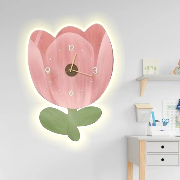 Tranh Đồng Hồ Đèn Led Tráng Gương Pha Lê Hoa Tu Lip