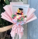 Bó hoa hồng sáp thơm 10 bông lễ tốt nghiệp kèm gấu