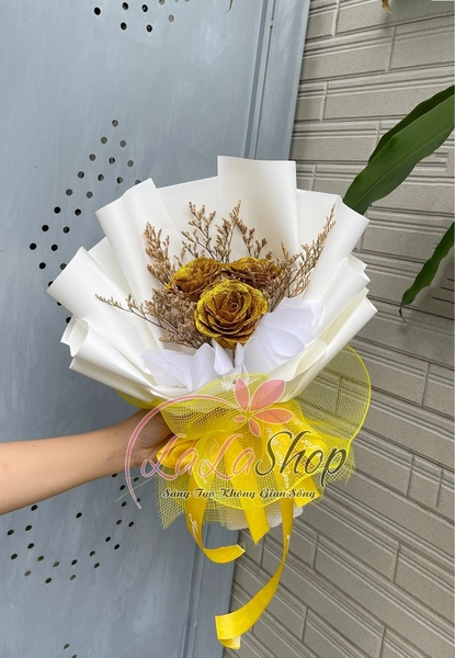 Bó hoa 3 bông kim tuyến ( có thể thay đổi màu hoa theo yêu cầu)