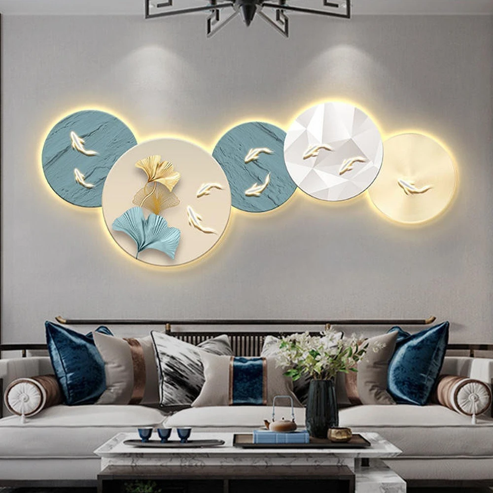 Tranh đèn led tráng gương pha lê uv cá chép hoa sen 5