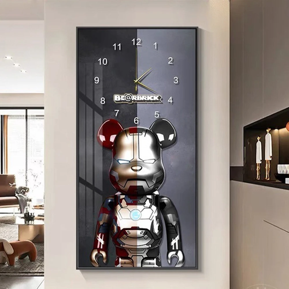 Tranh đồng hồ treo tường Gấu Bearbrick cao cấp 10
