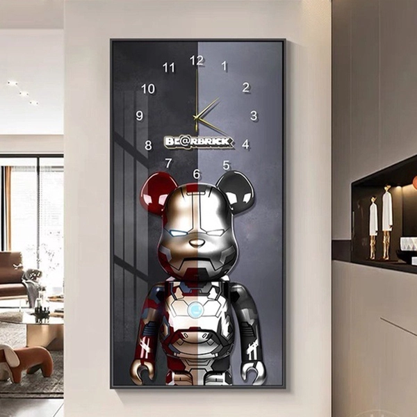 Tranh đồng hồ treo tường Gấu Bearbrick cao cấp 6