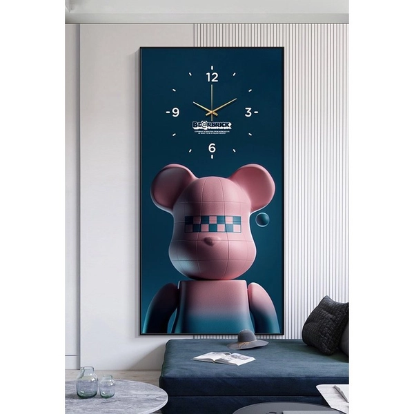 Tranh đồng hồ treo tường Gấu Bearbrick cao cấp