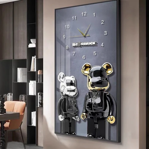 Tranh đồng hồ treo tường Gấu Bearbrick cao cấp 2