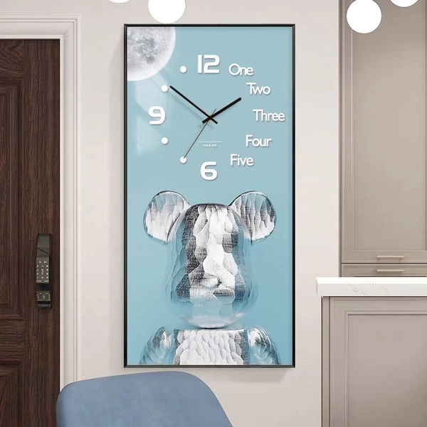 Tranh đồng hồ treo tường Gấu Bearbrick cao cấp