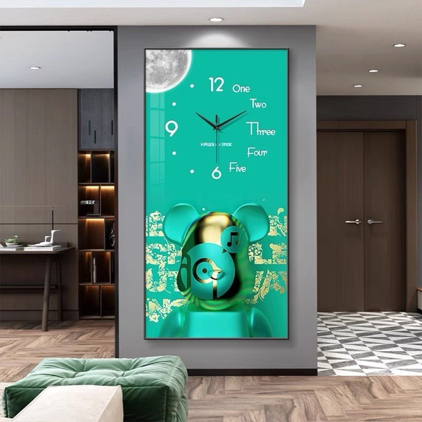 Tranh đồng hồ treo tường Gấu Bearbrick cao cấp