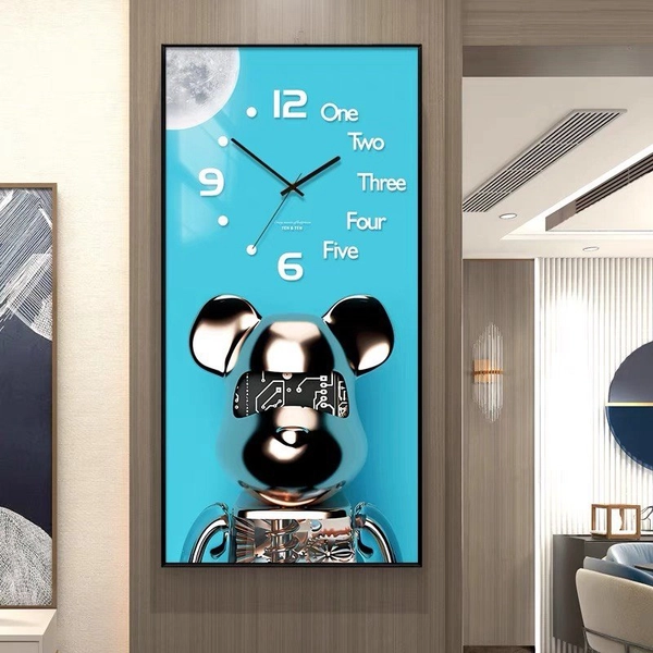 Tranh đồng hồ treo tường Gấu Bearbrick cao cấp