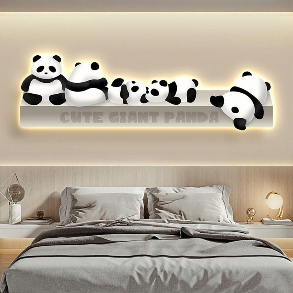 Tranh Đèn Led Tráng Gương Pha Lê Uv Gấu Trúc Dể Thương