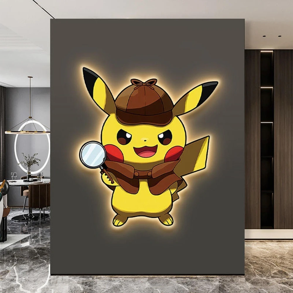 Tranh Đèn Led Tráng Gương Pha Lê Uv Nhân Vật Hoạt Hình Pikachu